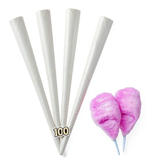 Obelys White Cotton Candy Cones Durable Food Safe 200 Pack-0