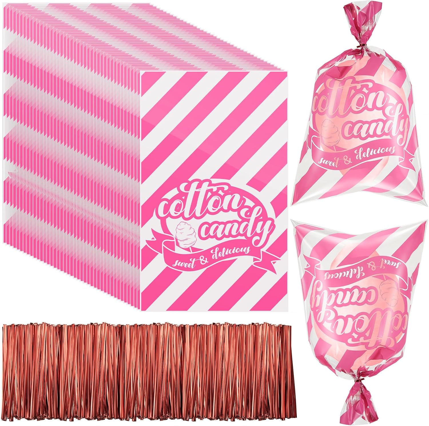 Zhanmai cotton candy bags with ties in use at a carnival