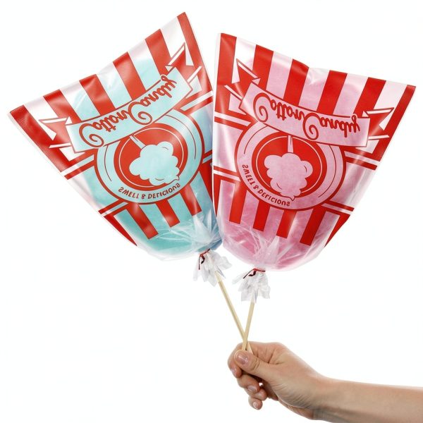 Geyee Cotton Candy Bags Clear Plastic with Twist Ties-6