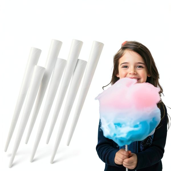 Obelys White Cotton Candy Cones Durable Food Safe 200 Pack-2