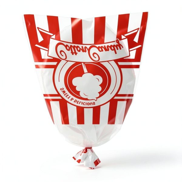 Geyee Cotton Candy Bags Clear Plastic with Twist Ties-2