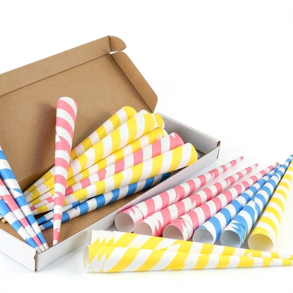 Cotton Candy Cones Food Grade Paper 60PCS Colorful Party-2
