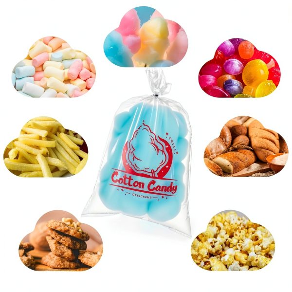 Nagpew Cotton Candy Bags Food Safe PE Plastic 200-3