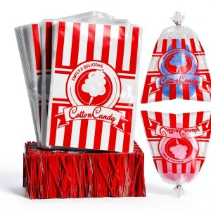 Geyee Cotton Candy Bags Clear Plastic with Twist Ties-0