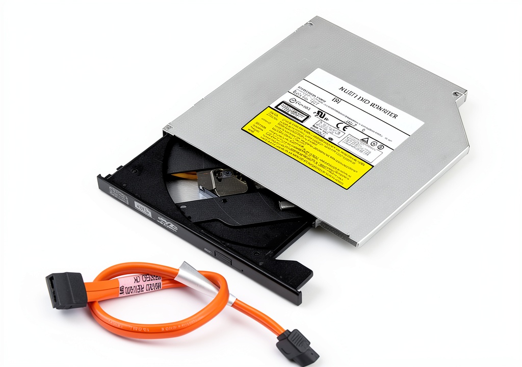 Installing TechMagnet TIN 256GB SSD Laptop DVD-RW Slim 9.5mm SATA Optical Drive on a wooden desk