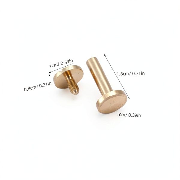 Brass Flat Head Button Stud Screws 10sets OSALADI Chicago Rivets-1