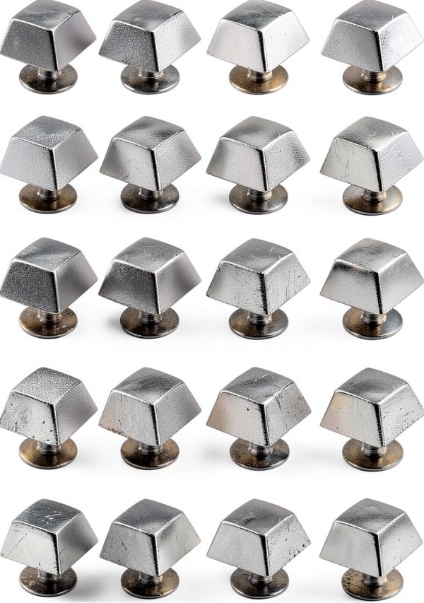 Handbag Feet Spike Rivet, Slick Finish Easy Installation Square Trapezoid Shape 30 Sets Bright Color Button Cap Rivet for Clothing (Silver Black)-4