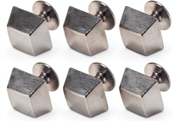Handbag Feet Spike Rivet, Slick Finish Easy Installation Square Trapezoid Shape 30 Sets Bright Color Button Cap Rivet for Clothing (Silver Black)-1