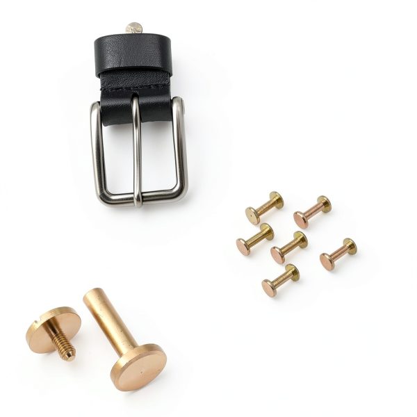 Brass Flat Head Button Stud Screws 10sets OSALADI Chicago Rivets-2