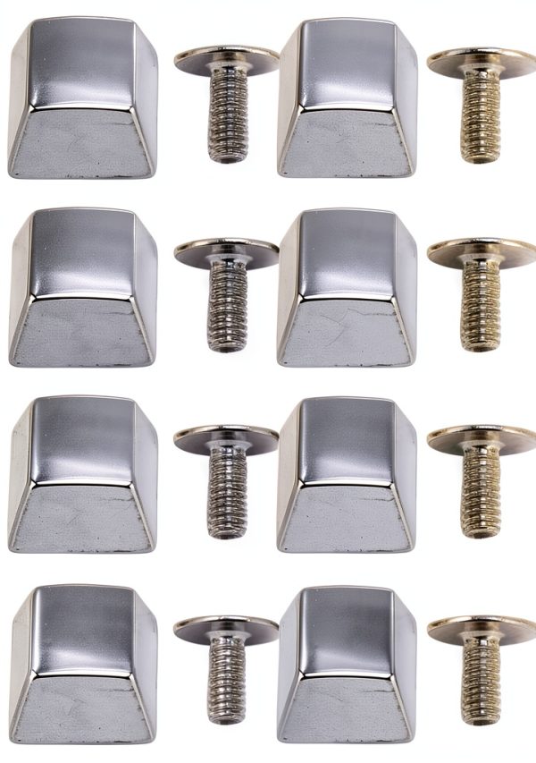 Handbag Feet Spike Rivet, Slick Finish Easy Installation Square Trapezoid Shape 30 Sets Bright Color Button Cap Rivet for Clothing (Silver Black)-2
