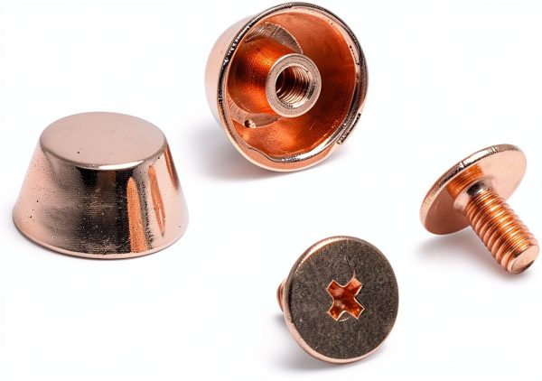 HUAXIUZH 8pcs Screw Back Rivets Studs Metal Bucket Shape Nail Stud for Garment Leather Craft Belt Wallet Decoration Parts (Rose Gold)-0