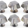 Handbag Feet Spike Rivet, Slick Finish Easy Installation Square Trapezoid Shape 30 Sets Bright Color Button Cap Rivet for Clothing (Silver Black)-0