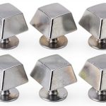 Handbag Feet Spike Rivet, Slick Finish Easy Installation Square Trapezoid Shape 30 Sets Bright Color Button Cap Rivet for Clothing (Silver Black)-0