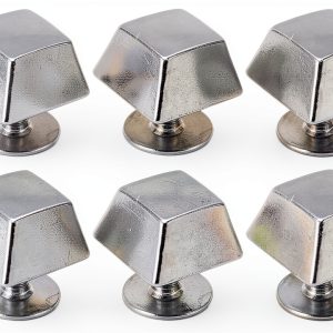 Handbag Feet Spike Rivet, Slick Finish Easy Installation Square Trapezoid Shape 30 Sets Bright Color Button Cap Rivet for Clothing (Silver Black)-0