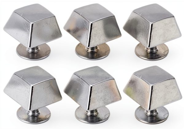 Handbag Feet Spike Rivet, Slick Finish Easy Installation Square Trapezoid Shape 30 Sets Bright Color Button Cap Rivet for Clothing (Silver Black)-0