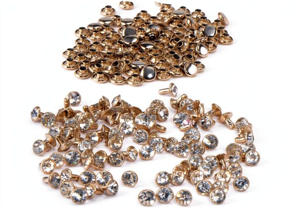 7mm White Crystal Rhinestone Metal Rivets - Generic 100pcs Accessories-1