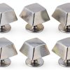 Handbag Feet Spike Rivet, Slick Finish Easy Installation Square Trapezoid Shape 30 Sets Bright Color Button Cap Rivet for Clothing (Silver Black)-3