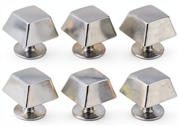Handbag Feet Spike Rivet, Slick Finish Easy Installation Square Trapezoid Shape 30 Sets Bright Color Button Cap Rivet for Clothing (Silver Black)-3