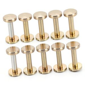Brass Flat Head Button Stud Screws 10sets OSALADI Chicago Rivets-0