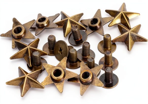 Bronze Star Studs 50 Set Garosa 14mm Chicago Screw Rivet for Apparel-3