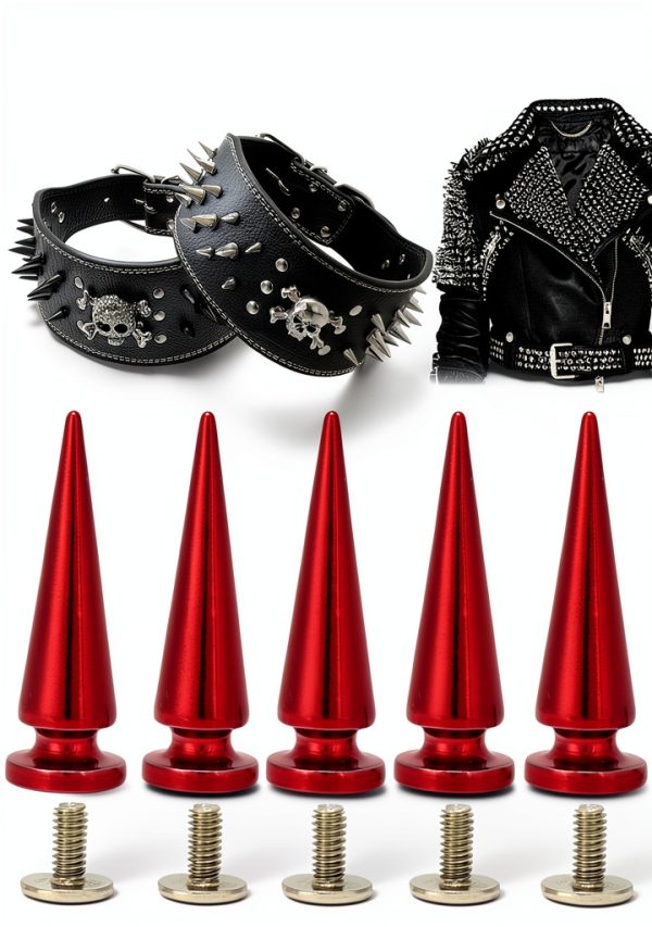 Metal Rivet Set 10x26mm Red Studs with Screws DIY Leather-3
