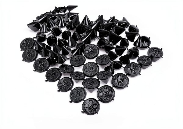 1 Yard Plastic Black Spikes Meyeyaia Rivet Studs for DIY Clothing-2