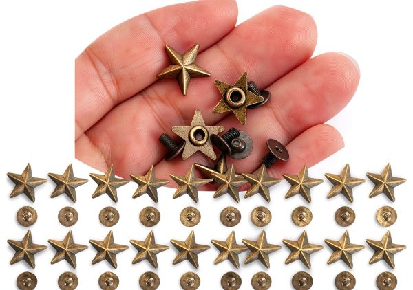 Bronze Star Studs 50 Set Garosa 14mm Chicago Screw Rivet for Apparel-5