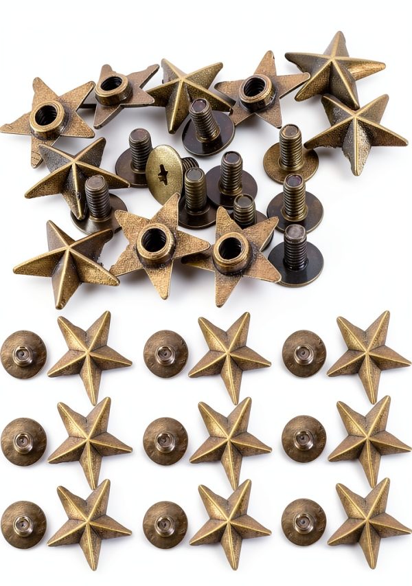 Bronze Star Studs 50 Set Garosa 14mm Chicago Screw Rivet for Apparel-1
