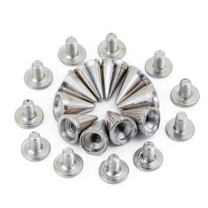 Silver Cone Studs DIY 10pcs Metal Punk Screw Rivets for Shoes & Bags-0