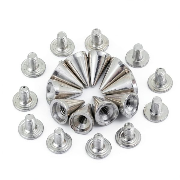 Silver Cone Studs DIY 10pcs Metal Punk Screw Rivets for Shoes & Bags-0