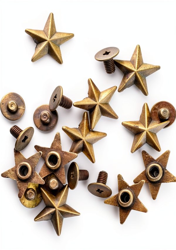Bronze Star Studs 50 Set Garosa 14mm Chicago Screw Rivet for Apparel-0