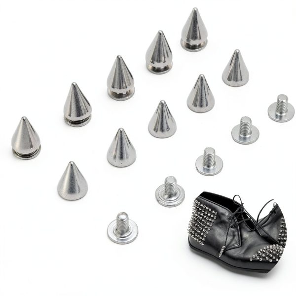 Silver Cone Studs DIY 10pcs Metal Punk Screw Rivets for Shoes & Bags-4